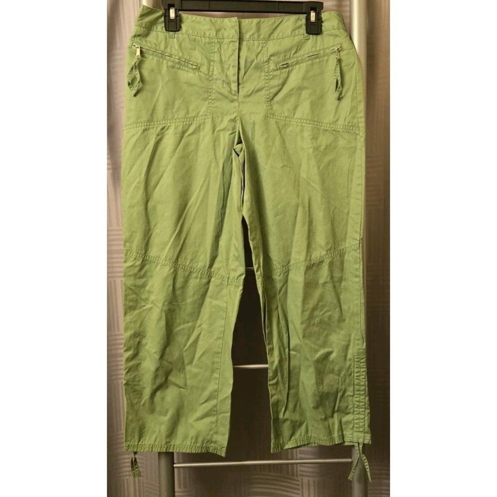 Ann Taylor LOFT Womens Marisa Capri 100% Cotton Pants Size 6 Green Mid Rise